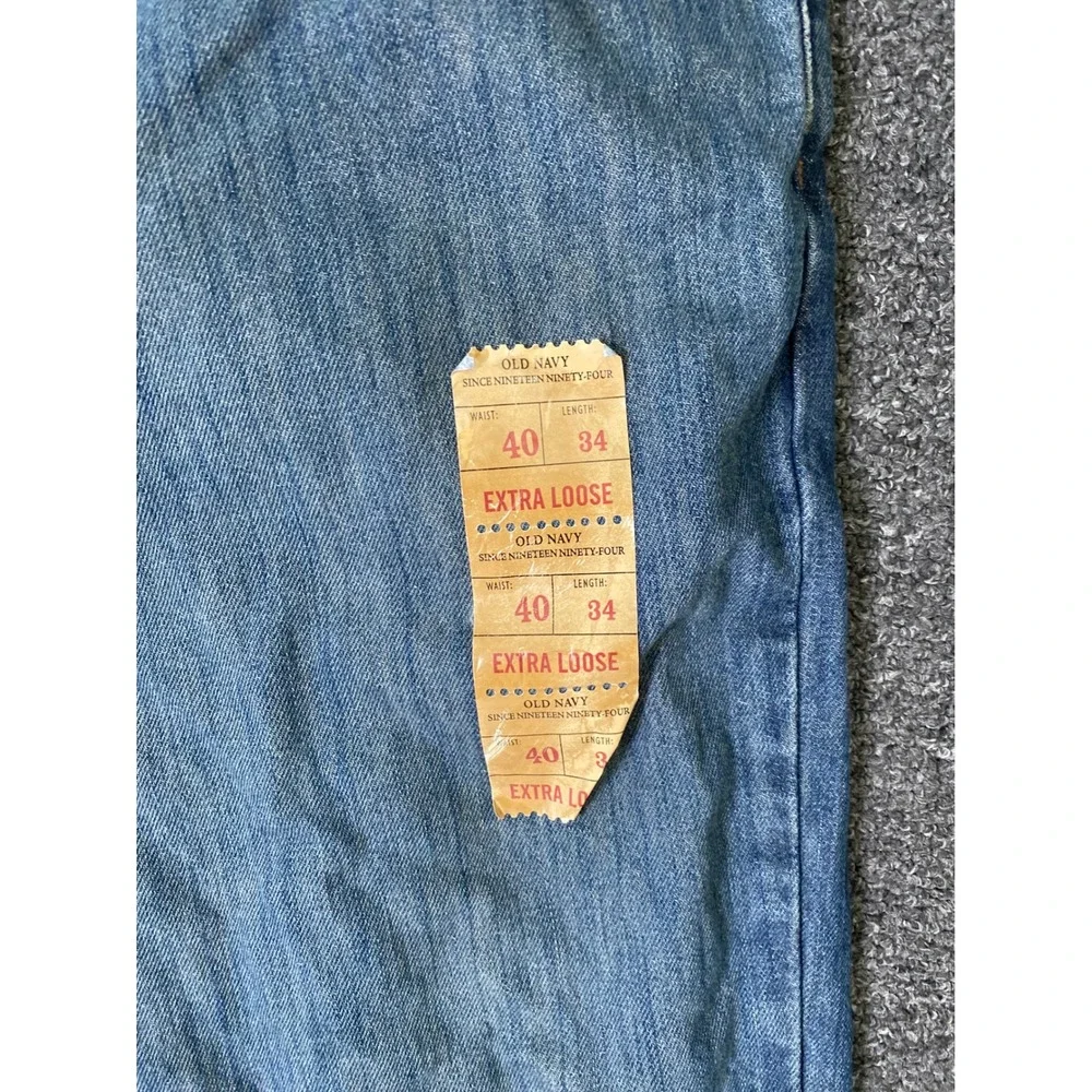 Vintage‎ Old Navy Extra Loose Blue Jeans Mens 40x34 Baggy Wide Leg Denim NEW